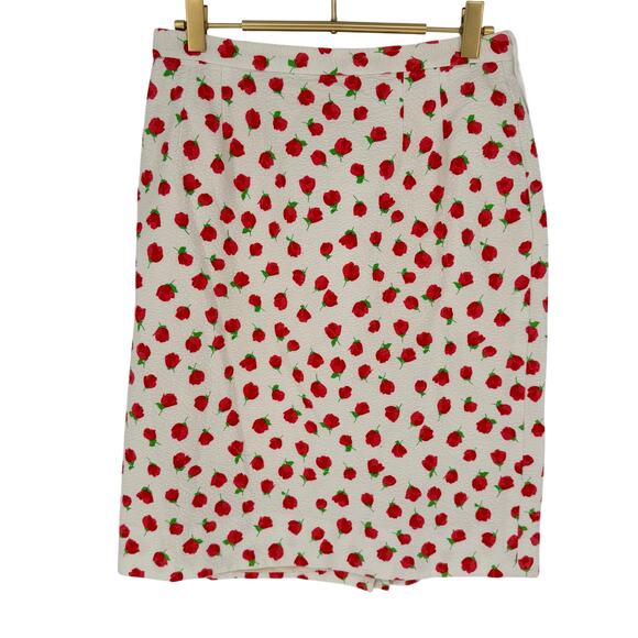Vintage 1980s Oscar de la Renta Tiny Spring Rose Print Skirt Made in USA Size 10 - Picture 1 of 8